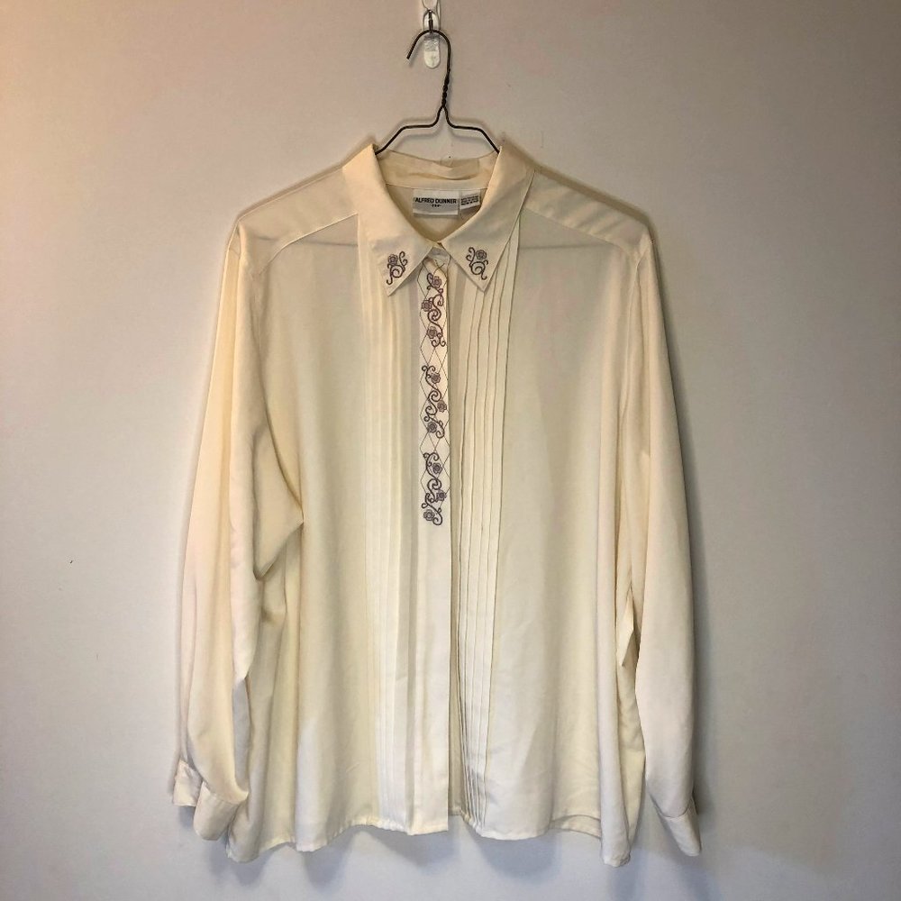 1980's Alfred Dunner Floral Detail Blouse